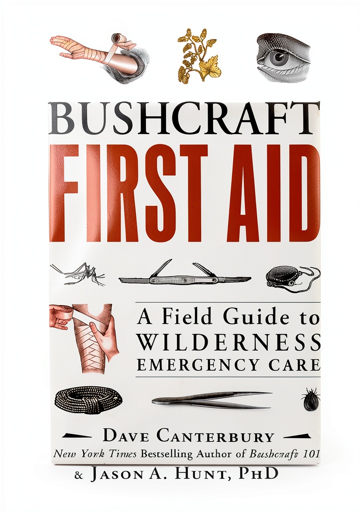 Hiker consulting the Bushcraft Survival Guide Kindle by Adams Media in a forest