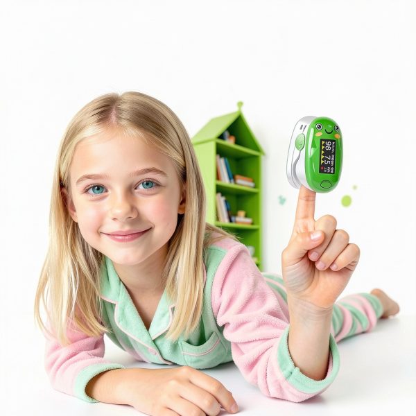 Alecaremed Pink Pediatric Pulse Oximeter YM601 with 20‑Reading Memory-1