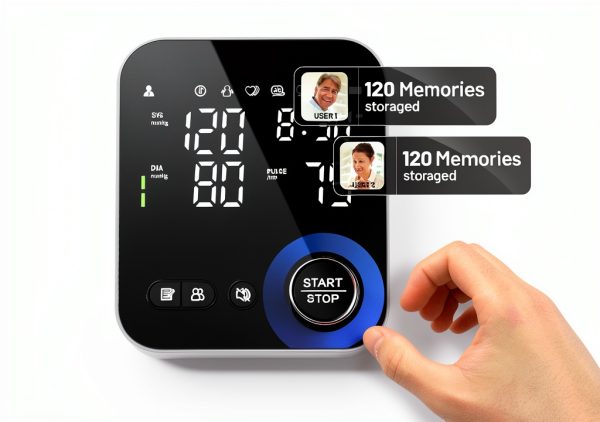 Blood Pressure Monitor Upper Arm Monitors for Home Use Adjustable 8.7"-16.5" Cuff LED Display 2x120 Memory Intelligent Voice Portable Machine with Storage Bag-3