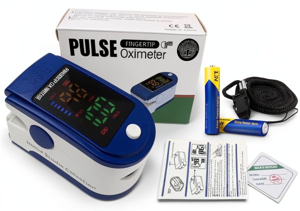Finger Pulse Oximeter Home Studio Larger Display Blue with Batteries-6