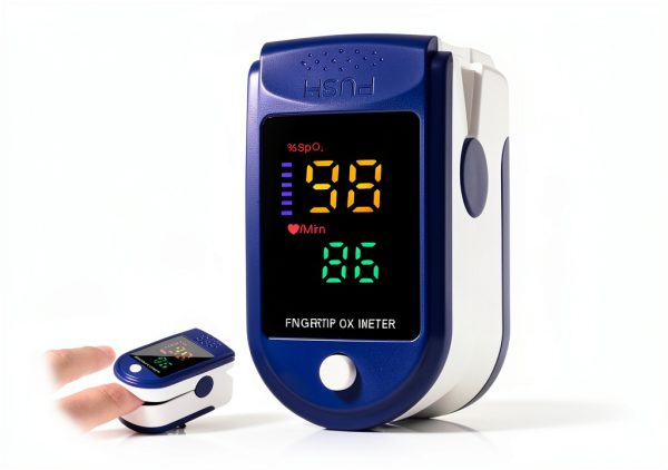 Finger Pulse Oximeter Home Studio Larger Display Blue with Batteries-1