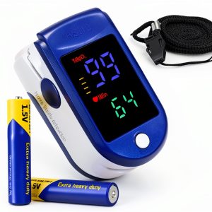 Finger Pulse Oximeter Home Studio Larger Display Blue with Batteries-0