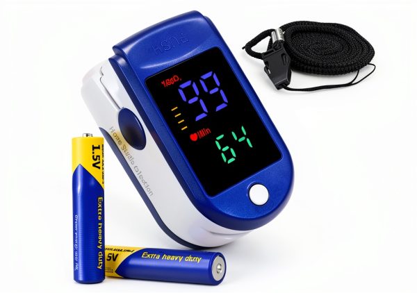 Finger Pulse Oximeter Home Studio Larger Display Blue with Batteries-0