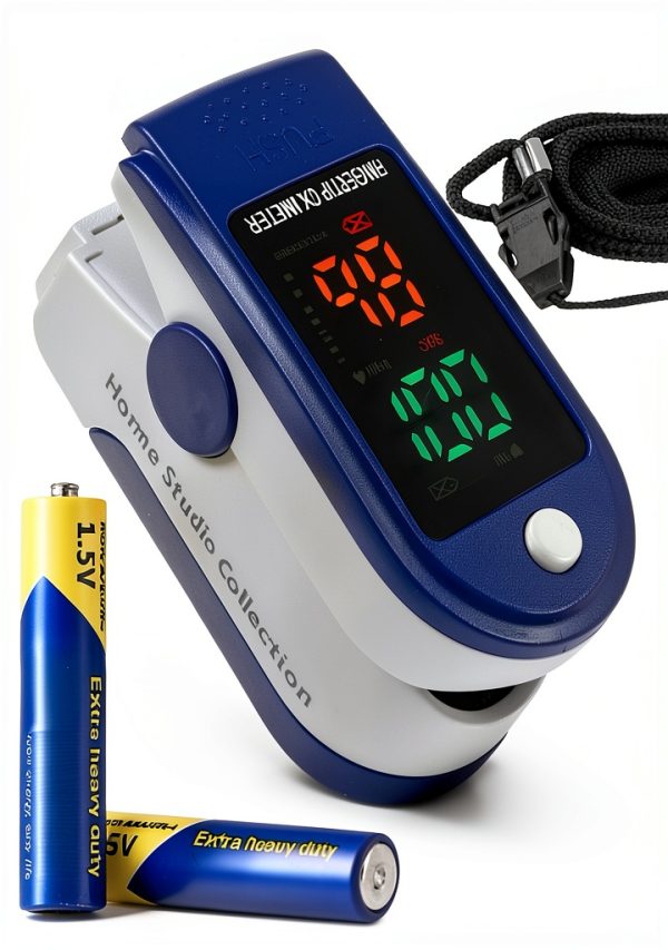 Finger Pulse Oximeter Home Studio Larger Display Blue with Batteries-7