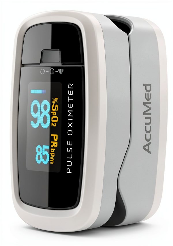 AccuMed CMS-50D1 Fingertip Pulse Oximeter White Portable LED Display-0