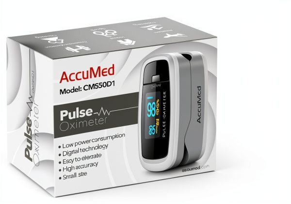 AccuMed CMS-50D1 Fingertip Pulse Oximeter White Portable LED Display-3