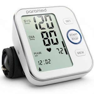 Paramed Blood Pressure Monitor - Bp Machine - Automatic Upper Arm Blood Pressure Cuff 8.7-16.5 inches - Large LCD Display 120 Sets Memory - Device Bag & Batteries Included-0