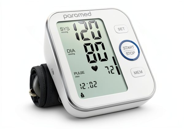 Paramed Blood Pressure Monitor - Bp Machine - Automatic Upper Arm Blood Pressure Cuff 8.7-16.5 inches - Large LCD Display 120 Sets Memory - Device Bag & Batteries Included-0